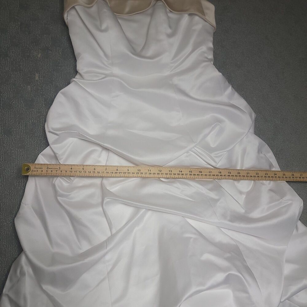 David's Bridal Wedding Dress Size 4 White Champagne Cuff Neckline T9168 - Picture 10 of 16